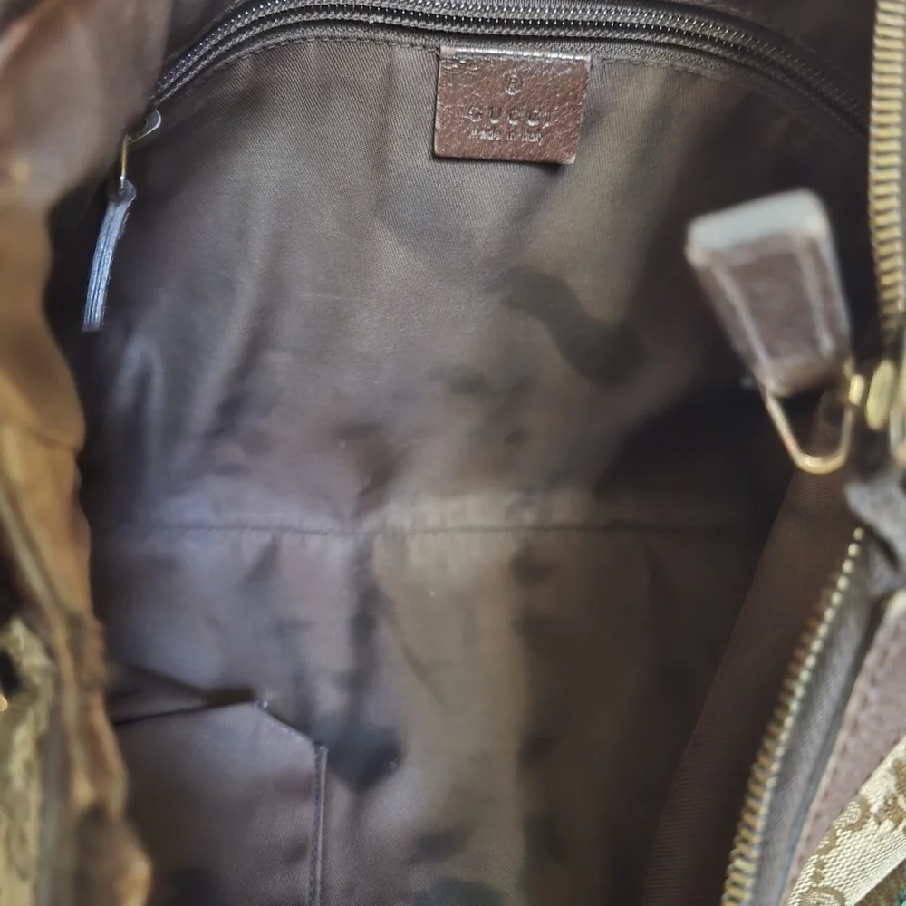 Auth. GUCCI Iconic Sherry Line GG Web Canvas Shoulder Bag W/Bee Applique - Picture 11 of 11